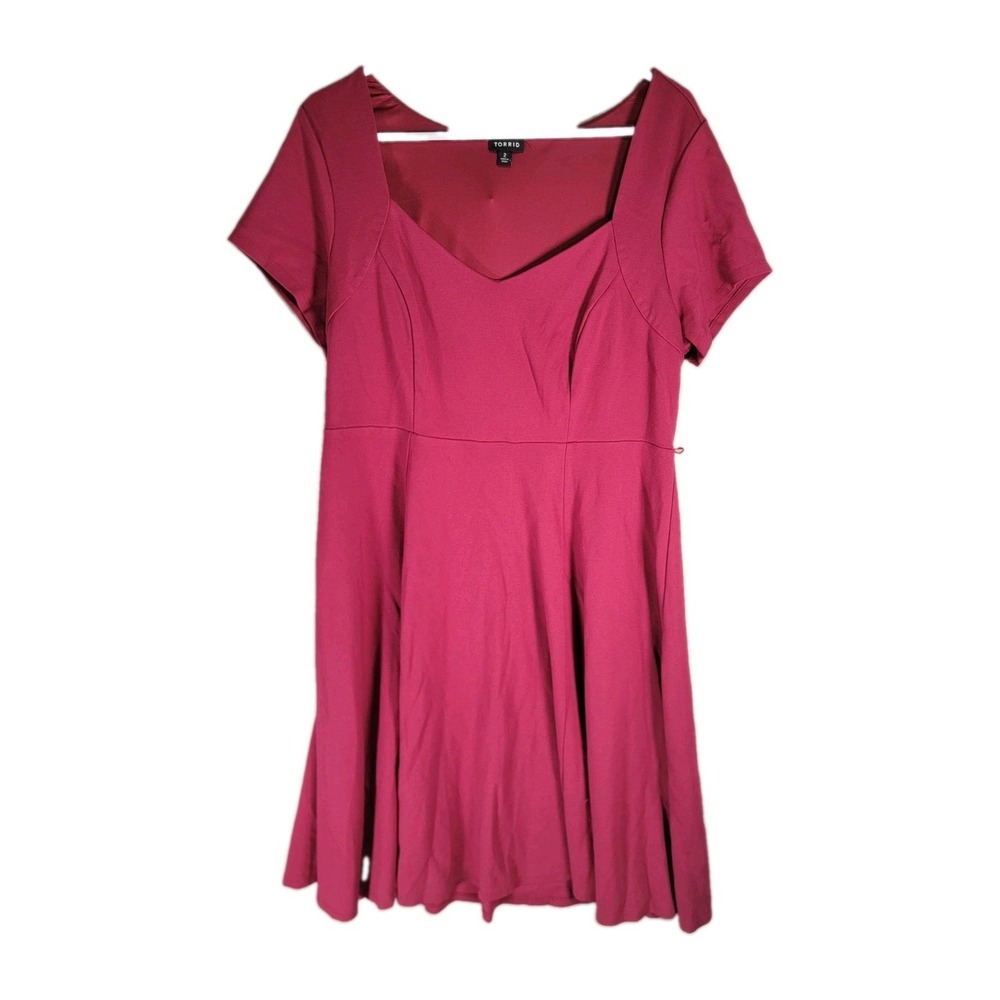 Torrid Dress Womens 2 2X Magenta Berry Pink Ponte Knit Sweetheart Skater Retro